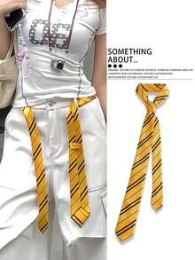 1pc Vintage Striped Tie, Y2K Style Belt, Women's Punk Chic High-End Versatile Waist Rope Accessory2026 - Multicolor - View 9