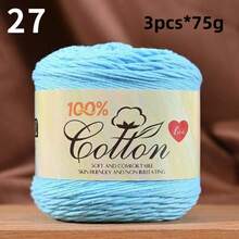 3-Pack Premium 100% Cotton Yarn, Soft & Cozy, Suitable For Handmade Sweaters, Scarves, Hats, Jackets, Vests, Shawls, Cushions, Etc. 3 Skeins X 75g = 225g - 75g Cotton - View 30