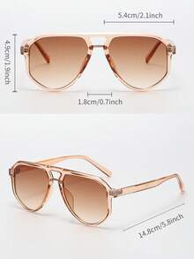 Retro Pilotenstil große Rahmen Champagnerfarben Modebrillen, Klassische Plastikbrillen für Frauen für Outdoor, Reise, Strand, Urlaub, Alltag, Sommer Modebrillen, Unisex - Champagnerfarben - Übersicht 5