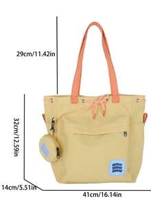 1pc Fashion Casual Large Capacity Drawstring Tote Bag, Lightweight & Portable, Foldable, Minimalist Campus Style Student Shoulder/Underarm Bag - Multiple Colors - View 10