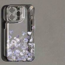 1个紫色丁香花透明TPU软手机壳，适用于苹果17/16/15/14/13/12/11 Plus/Pro Max系列，个性化ins风保护套，简约时尚可爱设计 - 無色 - 查看 5