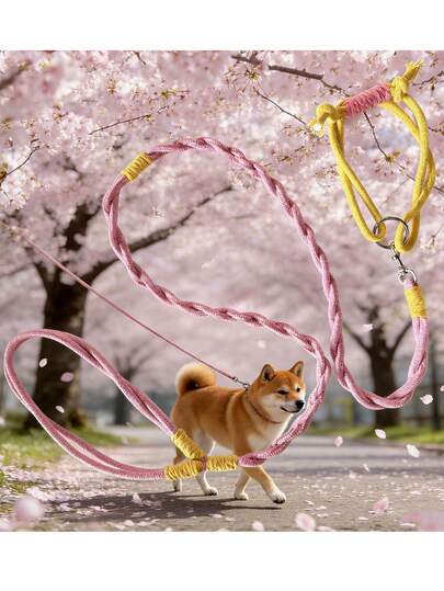 1条150厘米圆形绳狗牵引绳，宠物猫狗牵引带，安全带，耐用，防爆，防逃脱，适合户外遛狗，防止咬人和拉扯。