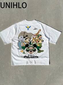 Disney UNIHLO  Mickey  Print  Summer Casual Versatile Pure Cotton T-Shirt Suitable For Any Place - 白色 - 查看 5
