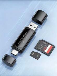 1个USB Micro SD读卡器，4合1 Type-C/USB A转SD/MicroSD/SDXC/SDHC卡适配器，双卡槽存储卡读卡器，适用于PC、手机、平板电脑和其他设备 - 查看 11