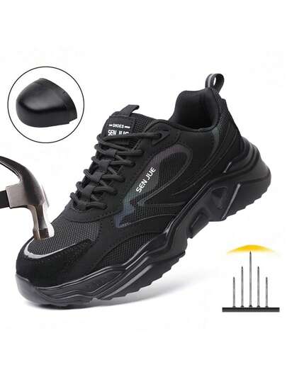 Women's Work Safety Shoes, New Comfortable Steel Toe Sneakers, Anti-Slip Anti-Crush Anti-Puncture Work Shoes, Lightweight Breathable Industrial Construction Protective Shoes, Women's Labor Protection Shoes Suitable For All Seasons