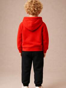 Children's Printed Sweatshirt Set, Blouse And Flannel Trousers - 紅色 - 查看 3