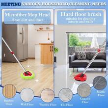 4 Pack Spin Mop Replacements Compatible Oceda EasyWring 1 - System, Microfiber Spin Mop Refills 1 Mop Scrub Brush+ 1 Mop Base+ 4 Pack Cleaning Floor Mop Green) - 4 個綠色拖把頭 + 1 個刷子 + 1 個底座 + 適用於 1 個水箱 - 查看 5