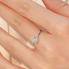 Nhẫn bạc thanh lịch, phù hợp để đeo hàng ngày và làm quà tặng, trang sức Valentine, nhẫn đính hôn tròn rỗng xoắn bốn chấu, nhẫn solitaire dành cho nữ, nhẫn nữ, quà tặng ngày Valentine - Nhẫn kim cương - Xem 5