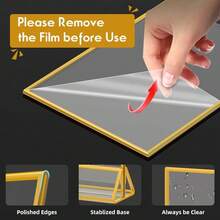 6pcs Transparent Acrylic Sign Holder With Gold Frame And Vertical Stand, 4"X6" (10x15cm) - Double-Sided Tabletop Menu Display Stand For Wedding Table Numbers, Restaurant Signage, Photo And Art Exhibition - T-gold - View 6