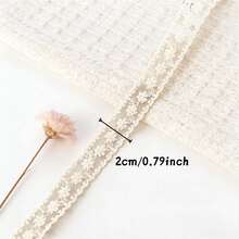 2 Yards/5 Yards 2cm Wide Floral Embroidered Lace Trim Ribbon Decorative Lace Fabric Suitable For Sewing Dresses, Wedding Decoration, Gift Wrapping, Clothing Edge Decoration DIY Handicrafts Accessories - A1 - View 3