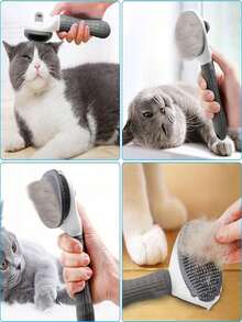Cat Grooming Tool, Hair Removal & Fuzz Cleaner, One-Click Pet Brush Suitable For Dogs & Cats - Self-Cleaning Grooming Brush With Soft Bristles, Fits All Breeds - Pet Comb - View 3