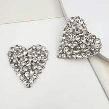 1 par de broches con forma de corazón de alta gama con rhinestones, clips de joyería desmontables, accesorios decorativos para zapatos, botas, bodas, atuendos de fiesta - Blanco - Ver 8