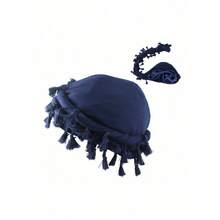 1pc Unisex Retro Tasseled Headband, Twisted Turban, Braided Beanie Halloween - 藏蓝色 - 查看 3