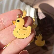 1/12件套 原创可爱合金黄鸭吊坠 卡通动物耳环项链配件 - 彩色 - 查看 5