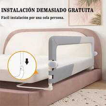 Barandillas de cama regulables para camas infantiles, 1,8 metros, color gris, estampado . - Negro - Ver 7