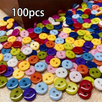 100pcs Mixed Color Resin 2-Hole Buttons (11mm Diameter), Suitable For Sewing Crafts, Vibrant Color Combination, Excellent Decorative Effect