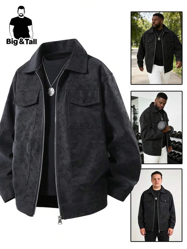 Herren Große Größen PU-Lederjacke, lässige Arbeitsjacke, Outdoor Motorradbekleidung, Urlaubsgeschenk Sport