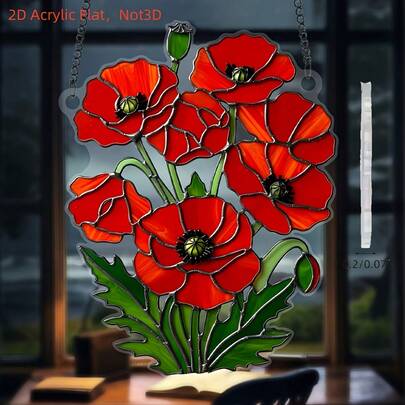 1个2D亚克力雏菊摆件，色彩鲜艳的花园装饰，造型独特，适合墙面和门廊装饰，是新年、生日或节日的完美礼物，也适合家居、咖啡馆、酒吧、学校和花园悬挂装饰，四季皆宜。