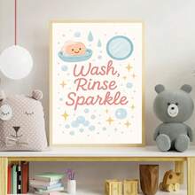 Tranh treo tường bằng vải bố, tranh poster phòng trẻ em có khung, tranh trang trí phòng tắm trẻ em, trang trí tường phòng tắm, xả nước, đánh răng, quy tắc trang trí phòng tắm trẻ em, tranh nghệ thuật treo tường phòng tắm trẻ em, tranh poster phòng tắm bé trai bé gái, trang trí phòng trẻ sơ sinh, quà tặng cho bé, quà tặng cho trẻ mới sinh, trang trí trường mầm non - Nhiều màu - Xem 5