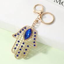 6件套法蒂玛手形钥匙扣，欧美棕榈眼钥匙圈，女士包包配饰，吊坠，闪亮字母波西米亚锌合金饰品，夏季 - 彩色 - 查看 8