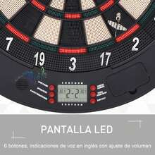 HOMCOM Diana Electrónica Digital Diana con 6 Dardos hasta 8 Jugadores Marcador Puertas Laterales Pantalla LCD y 26 Juegos 44x4,4x50 cm Negro - Negro - Ver 6