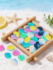 20 vỏ sò nhựa nhiều màu sắc chủ đề bãi biển, vỏ sò cầu vồng lấp lánh, vỏ sò chuyển màu, thích hợp để làm đồ trang sức DIY và trang trí, trang trí nhà cửa, làm sổ lưu niệm, trang trí tiệc bãi biển. - A - Xem 1