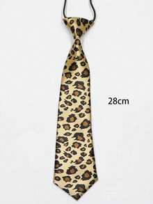 1条经典豹纹印花领带，时尚针织涤纶领带，衬衫领带，适合假日和休闲场合穿着，中性色。 - 彩色 - 查看 5