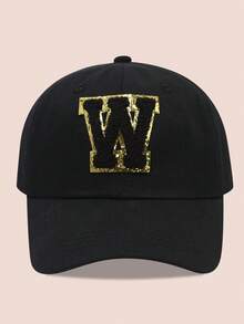 1 buah Topi Baseball Anak-Anak dengan Huruf Hitam, Topi Pelindung Matahari untuk Anak Laki-Laki dan Perempuan, Cocok untuk Aktivitas Luar Ruangan dan Penggunaan Sehari-hari - Label hitam dan emas - topi baseball kain hitam - View 51