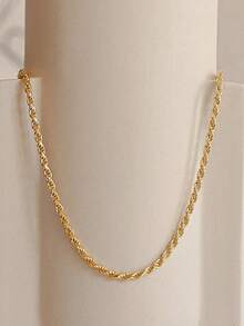 1pc Stainless Steel Gold Twist Anklet, Length 21.5-26.5cm, Women's Foot Jewelry - Gold - View 6