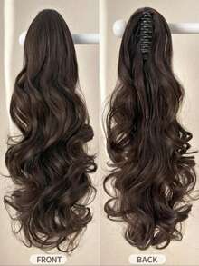 24-26 Inch Long Wavy Ponytail Synthetic Heat Resistant Clip-In Curly Wavy Ponytail Hair Extension, Black & Brown - Multicolor - View 3