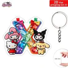 2D打印圣诞字母卡通钥匙扣，A-Z字母主题亚克力钥匙扣，包包挂件，背包和钱包挂饰，汽车钥匙扣，卡通挂件，女士钥匙扣，钥匙链 - 彩色 - 查看 23