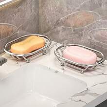 1 khay đựng xà phòng hình oval sáng tạo có lỗ thoát nước, chất liệu thép không gỉ bền chắc, phụ kiện phòng tắm - nhiều màu - Xem 10