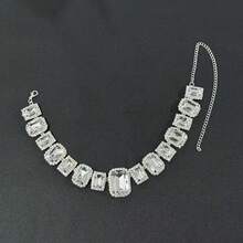 时尚闪亮水晶项链耳环套装，新娘婚礼派对项链耳环配饰 - 彩色 - 查看 3