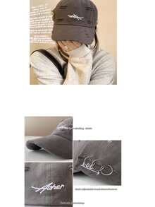 New Distressed Baseball Cap, Unisex Korean Style Embroidered Sun Visor Hat,Summer,Beach,Holiday - A - View 6