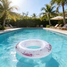 1pc Transparent Sequin Swimming Ring, Adult Transparent Inflatable Cute Underarm Thick Circle Large Buoyancy Swim Ring - Clear - View 34