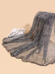 1条女士轻薄亮片头巾，适合所有季节，中东风情头巾，装饰披肩，沙滩罩衫，日常佩戴 - 彩色 - 查看 8