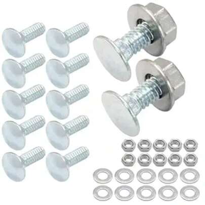 Luomorgo 12 Sets 1/4"-20 X 3/4 In.Carriage Bolts, Round Head Square Neck Fully Threaded Screws, Galvanized Steel Carriage Bolts With Hex Nuts, Flat Washers