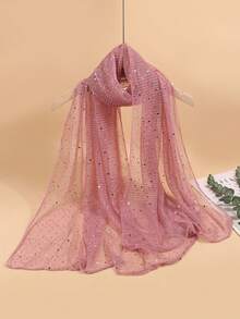 1条女士轻薄亮片头巾，适合所有季节，中东风情头巾，装饰披肩，沙滩罩衫，日常佩戴 - 彩色 - 查看 29