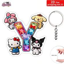 2D打印圣诞字母卡通钥匙扣，A-Z字母主题亚克力钥匙扣，包包挂件，背包和钱包挂饰，汽车钥匙扣，卡通挂件，女士钥匙扣，钥匙链 - 彩色 - 查看 24