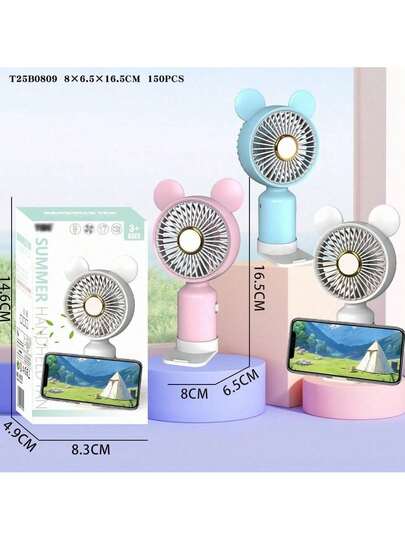 Nuevo espejo de maquillaje portátil con ventilador, mini, recargable y silencioso, de bolsillo y portátil, soporte para teléfono 2 en 1, dispositivo de refrigeración para el verano.