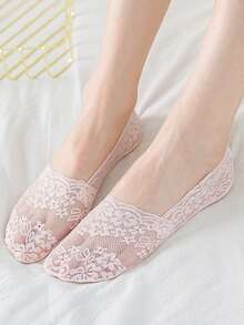 1/5/10 Pairs Women's Summer Invisible Socks, Thin Breathable Comfortable Mesh Silicone Non-Slip Boat Socks, Soft High Quality - Multicolor - View 4