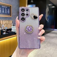 亮片钻石奢华保护手机壳，带支架，防尘加固边角，兼容三星 Galaxy S24 Ultra/S24 Plus/S24、S23 Ultra/S23 Plus/S23、S22 Ultra/S22 Plus/S22、S21 Ultra/S21 Plus/S21 FE、S20 Ultra/S20 Plus/S20 FE、A5x/C12/3456789/987654321 - 紫色 - 查看 3