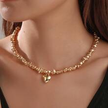 1pc Elegant Fashion Asymmetrical CCB Geometric Heart Pendant Necklace, Suitable For Women's Daily Wear, Various Holidays, Mother's Day Gift, Socializing, Parties, Activities, Beach, Vacation Jewelry - Multicolor - View 2