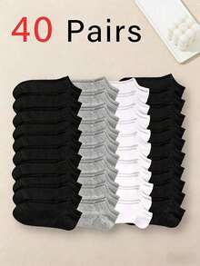 40 Pairs Unisex Kids & Couples Sports Socks, Invisible Socks, Boat Socks, Spring/Summer Holiday Gift - Multicolor - View 4