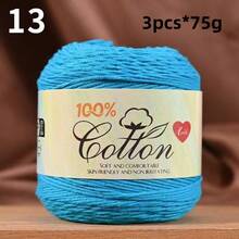 3-Pack Premium 100% Cotton Yarn, Soft & Cozy, Suitable For Handmade Sweaters, Scarves, Hats, Jackets, Vests, Shawls, Cushions, Etc. 3 Skeins X 75g = 225g - 75g Cotton - View 8