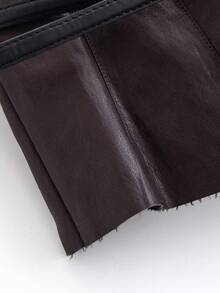 春秋季纯色腰带皮上衣休闲夏季 - 鏽棕色 - 查看 4