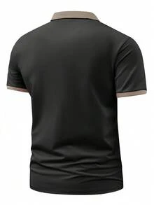 [Disney] New Summer Men's Short-Sleeve Polo Shirt, Retro American Style, Disney Mickey Mouse Logo Print, Business Collar Polo Shirt, Men's Undershirt, Suitable For Golf. - 黑色 - 查看 2