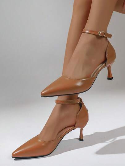 Solid Color Pointed Toe High Heel Pumps, Slip-On Office Shoes For Women