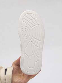 Sepatu Sneakers Wanita Sol Tebal dengan Pola Geometris, Gaya Olahraga Kasual Bertali, Cocok untuk Semua Musim, Sepatu Olahraga Wanita - Putih - View 8