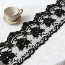 Vintage Crown Lace Satin Ribbon Applique, Elegant Embroidered Lace Trim For Easter Decor, Spring Sewing Crafts, Bridal Wedding Dresses, Curtain Tablecloth Home Decoration DIY - Mesh Style Lace - View 12
